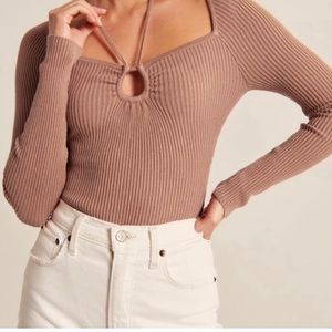 Strappy Cinched Front Sweater Bodysuit